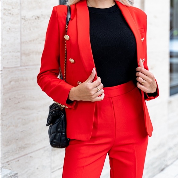 Double breasted jacket & pants Red suit w/buttons - Picture 6 of 14
